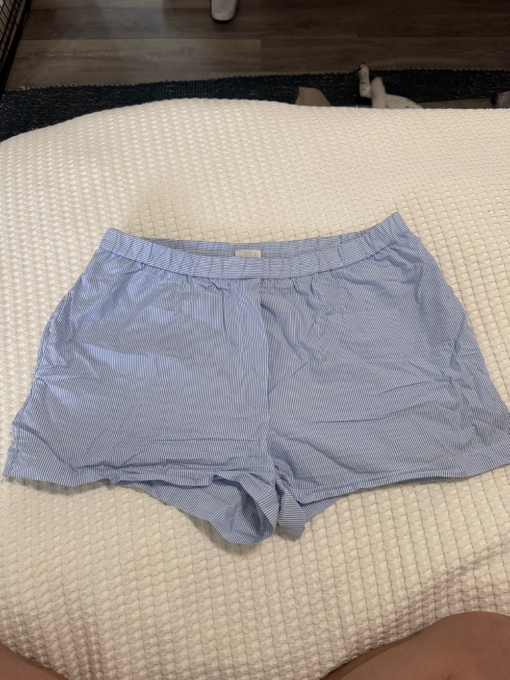 Aritzia Wilfred Free Blue Pinstripe High-Waist Women's boxer Shorts